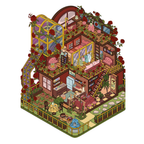 Isometric illustration of a cozy, multi-level house with various rooms and outdoor areas.
